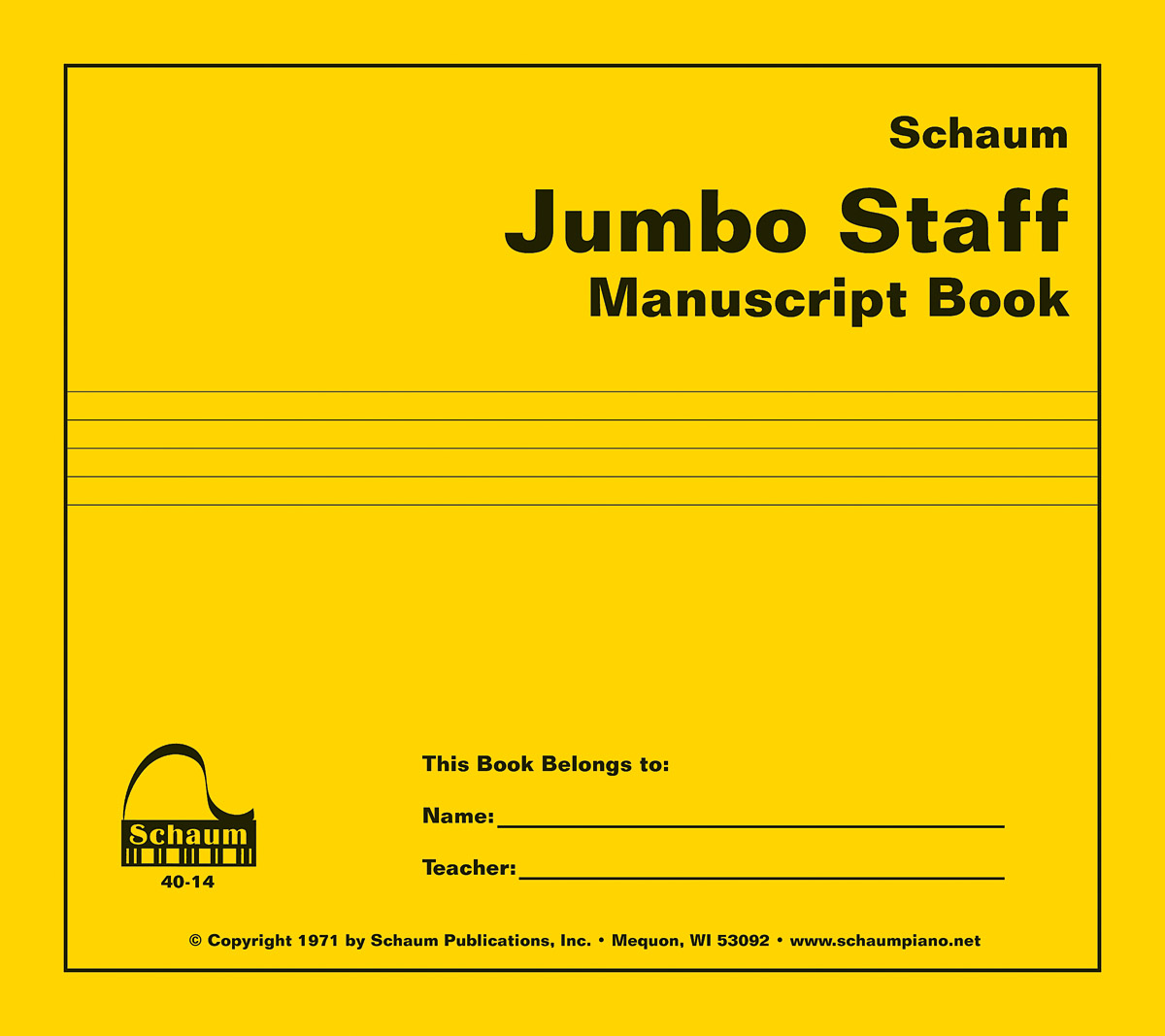 Jumbo Staff Manuscript Book Willis Music Store