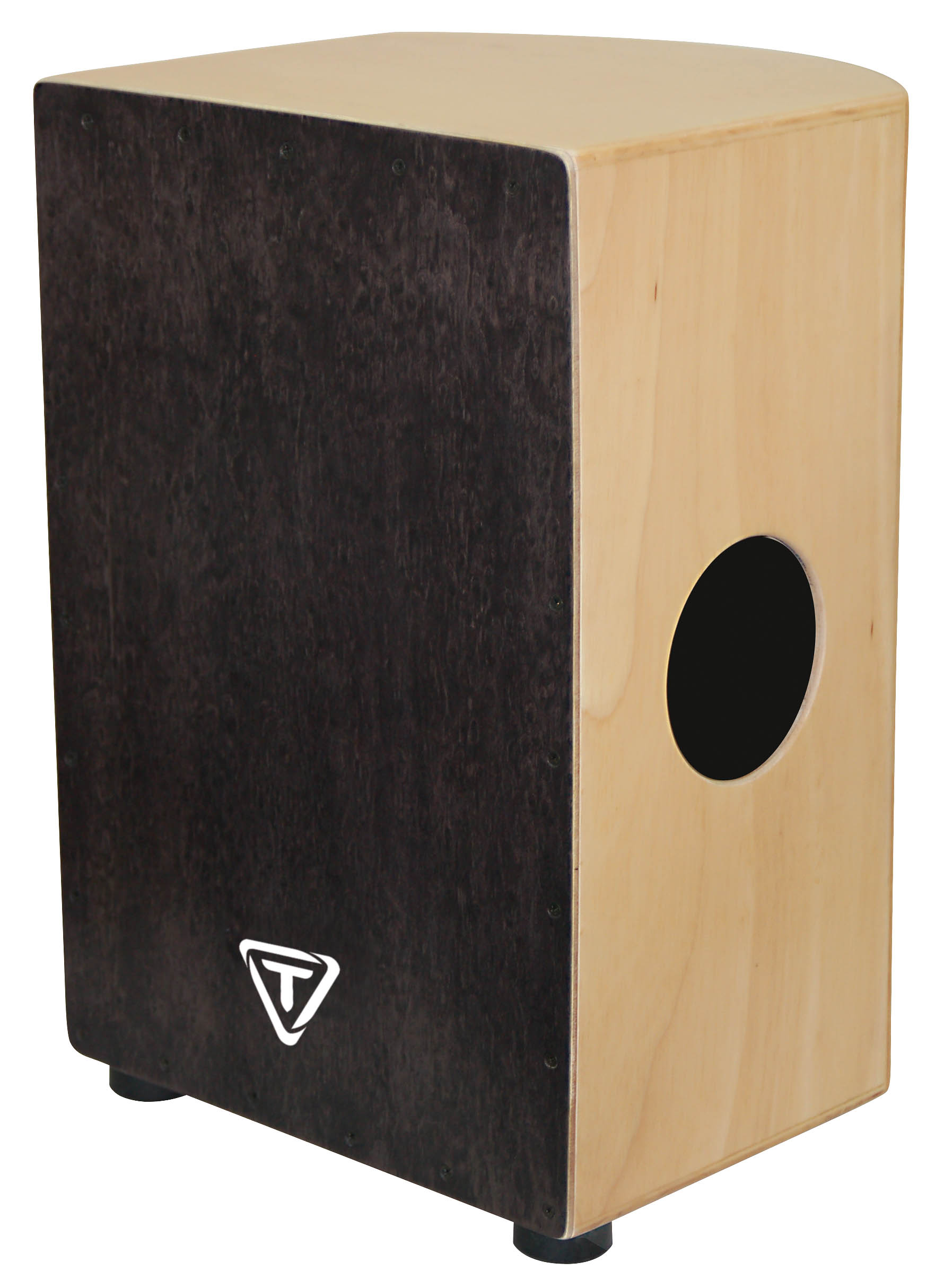 35 Roundback Series Cajon With Black Makah Burl Front Plate with Black