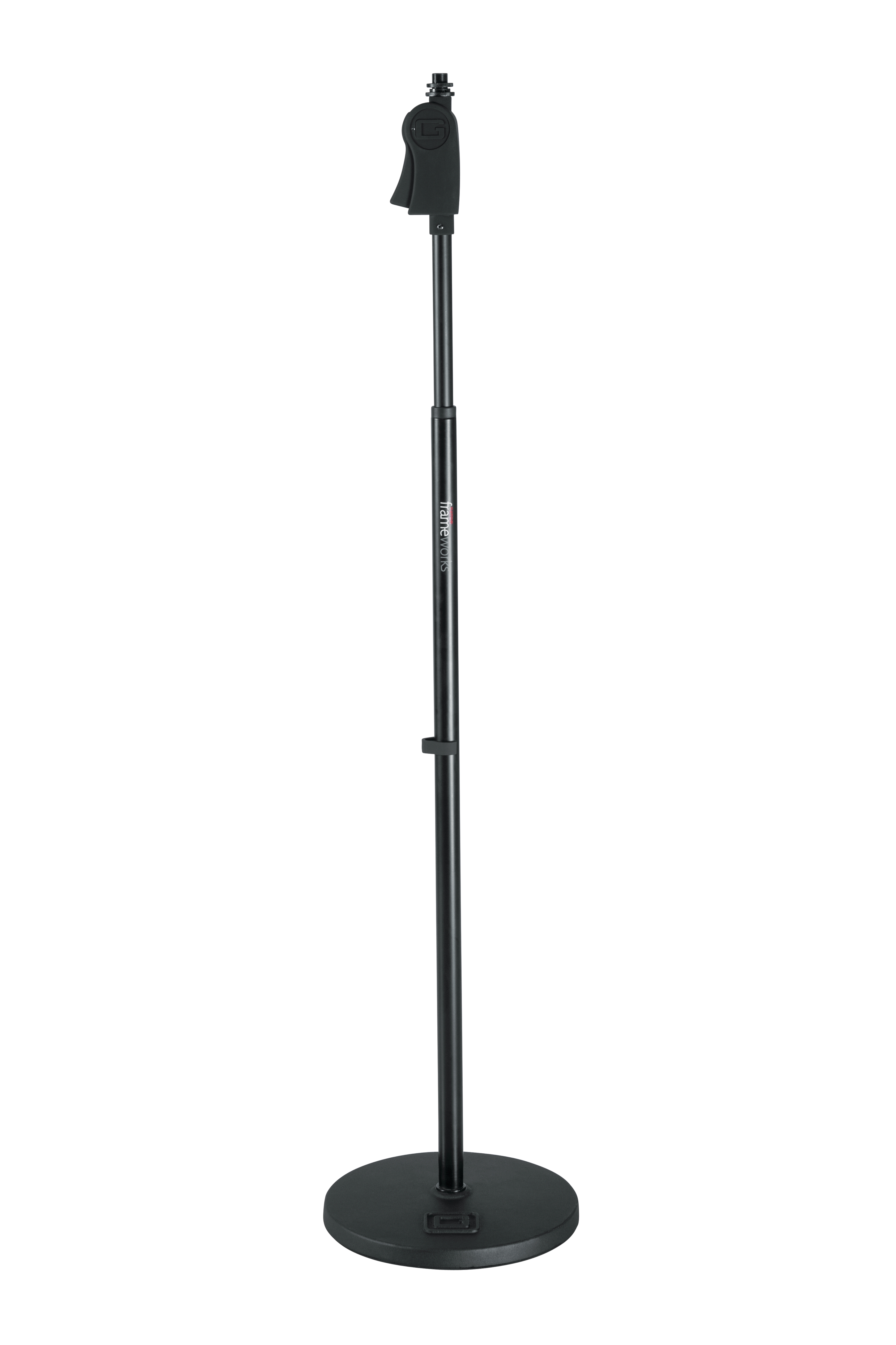 Frameworks Roundbase Mic Stand With Deluxe Onehanded Clutch And 10