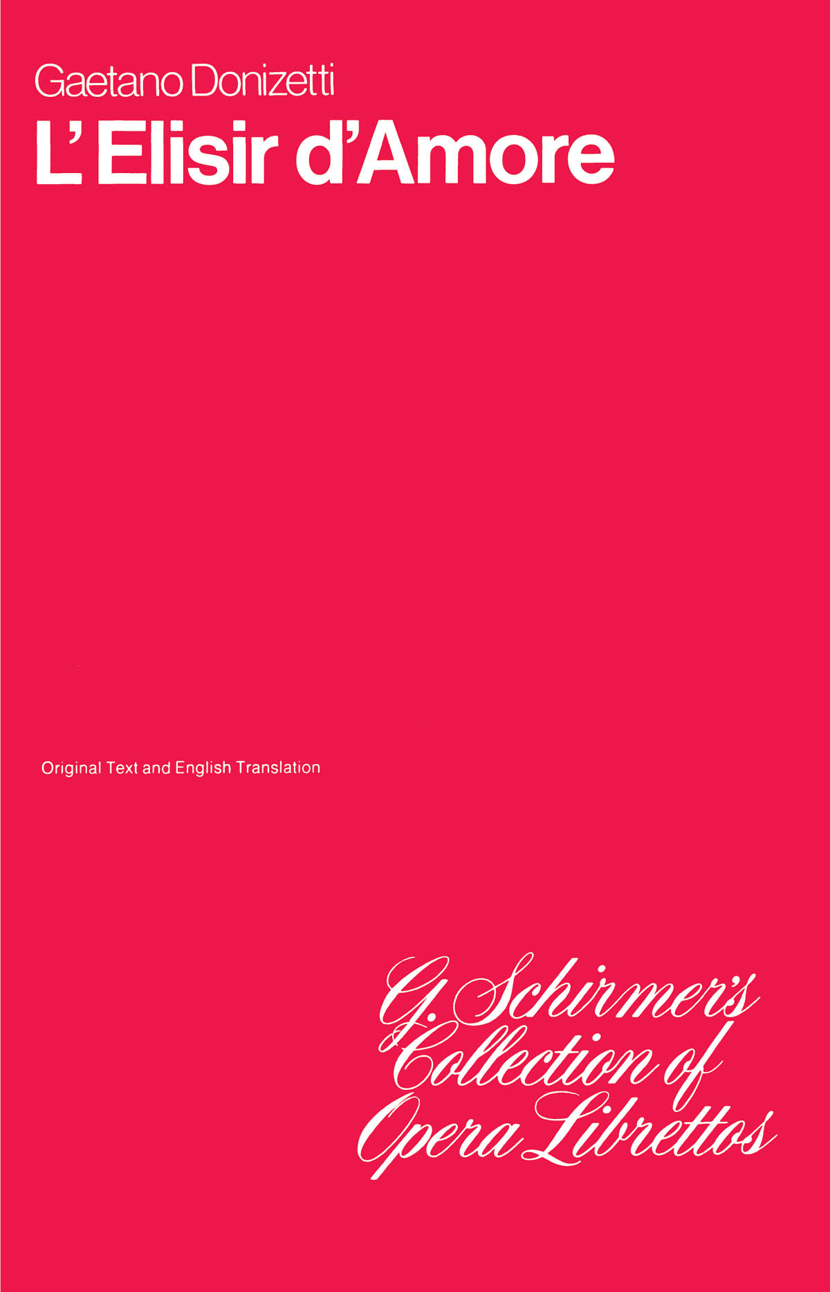 L'elisir d'amore Libretto Willis Music Store